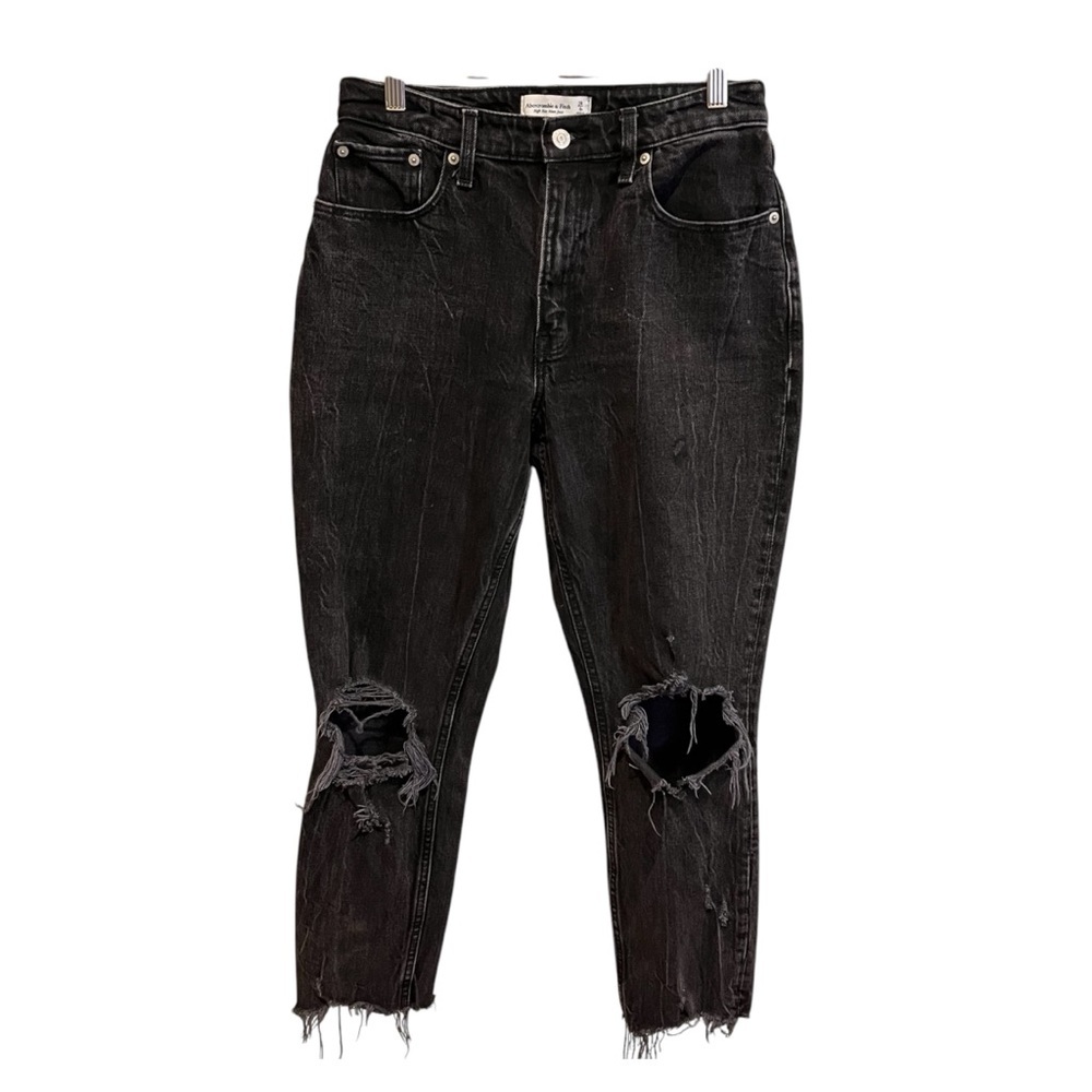 Abercrombie & Fitch Distressed Grunge Ripped Curve Love Mom Jeans Size 6R